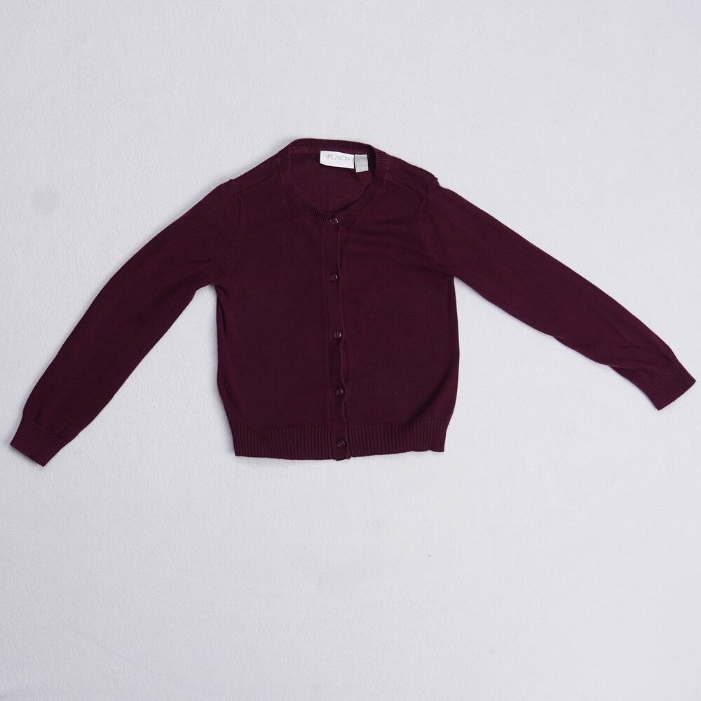 Childrens Place Girls Cardigan Sweater Size 5/6 Burgundy School Uniform Knit
